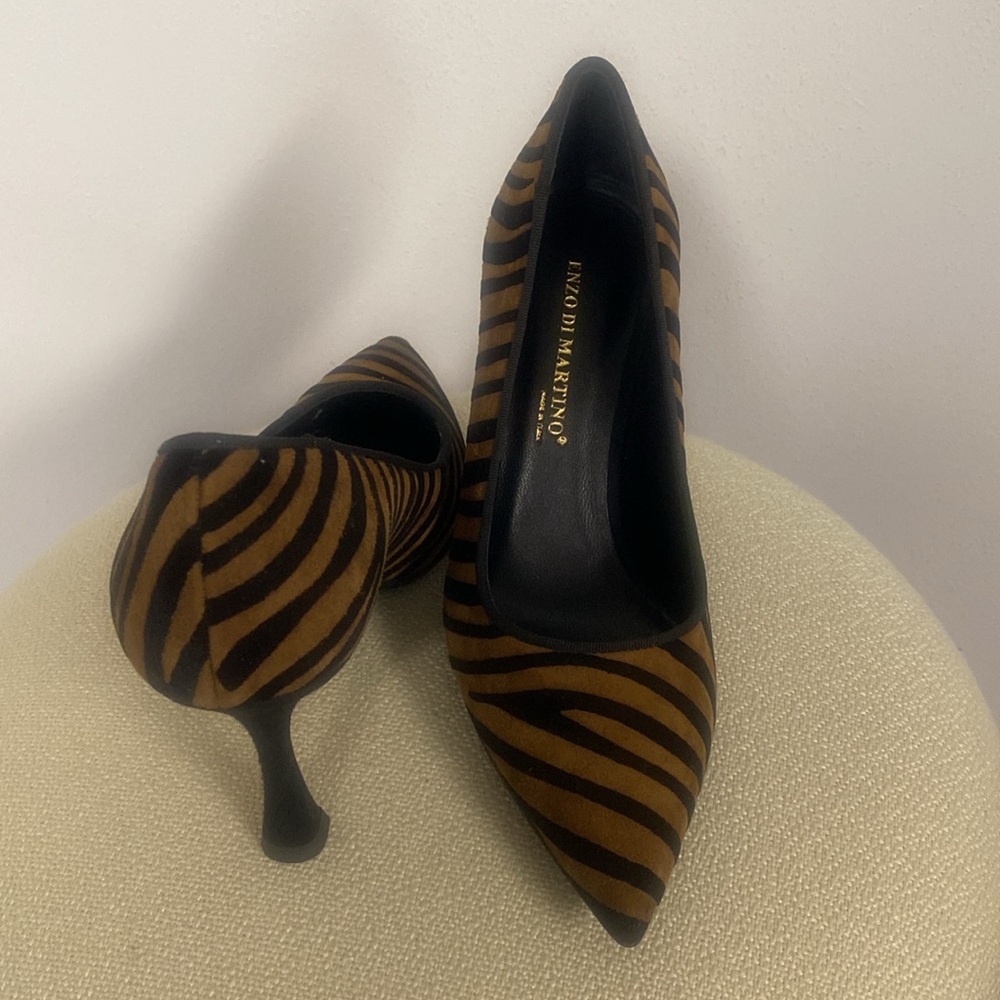 New Enzo Di Martino (Italy)Brown Zebra Print Women's Heels size 6 - Picture 5 of 7